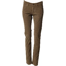 Brown Cotton Stretch Skinny Men Denim Jeans