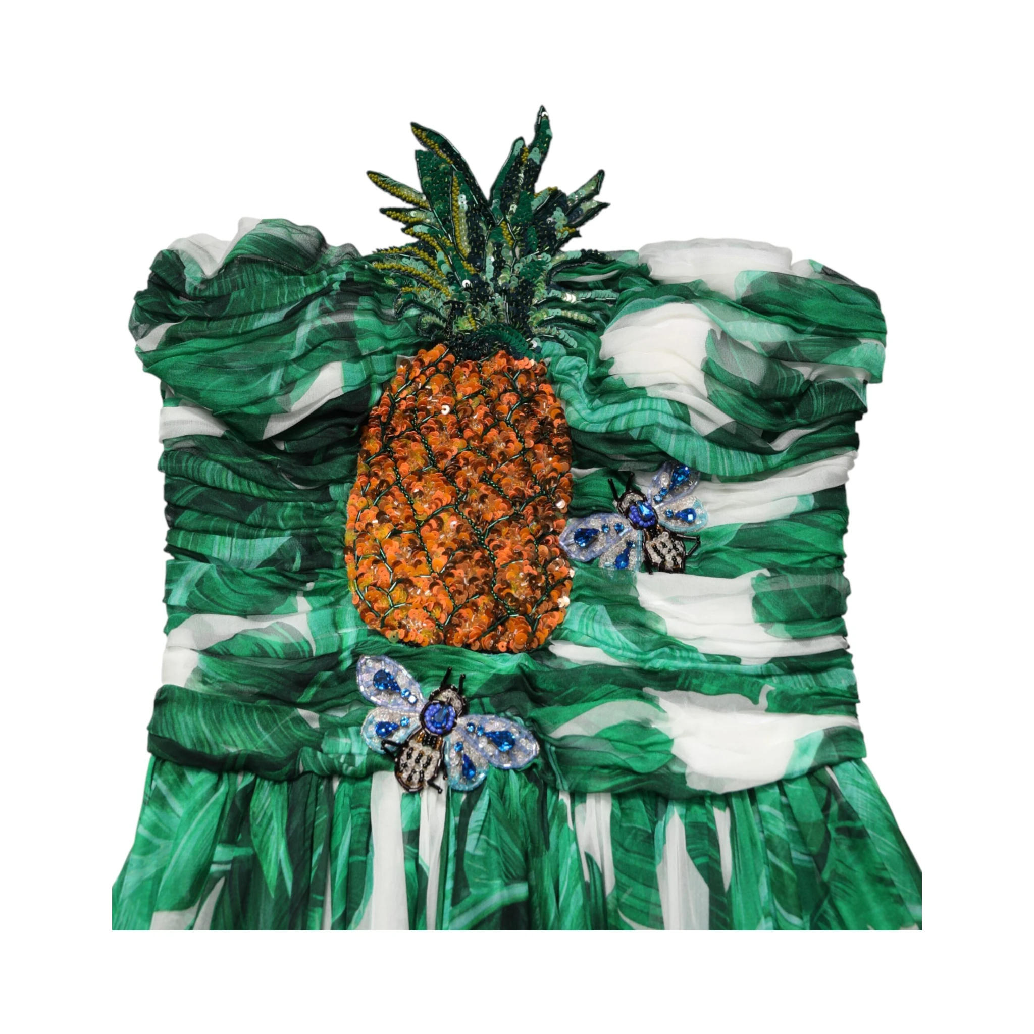 Green Pineapple Embellished BananaLeaf Dress