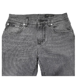 Gray Cotton Mid Waist Skinny Denim Jeans