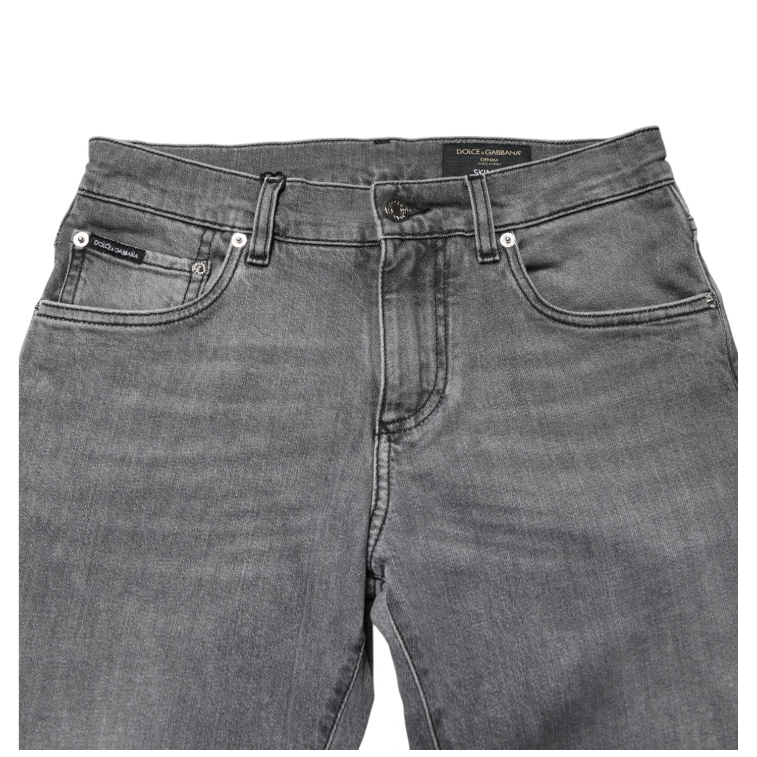 Gray Cotton Mid Waist Skinny Denim Jeans