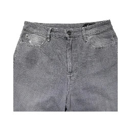 Gray Tattered Mid Waist Men Straight Denim Trouser Jeans