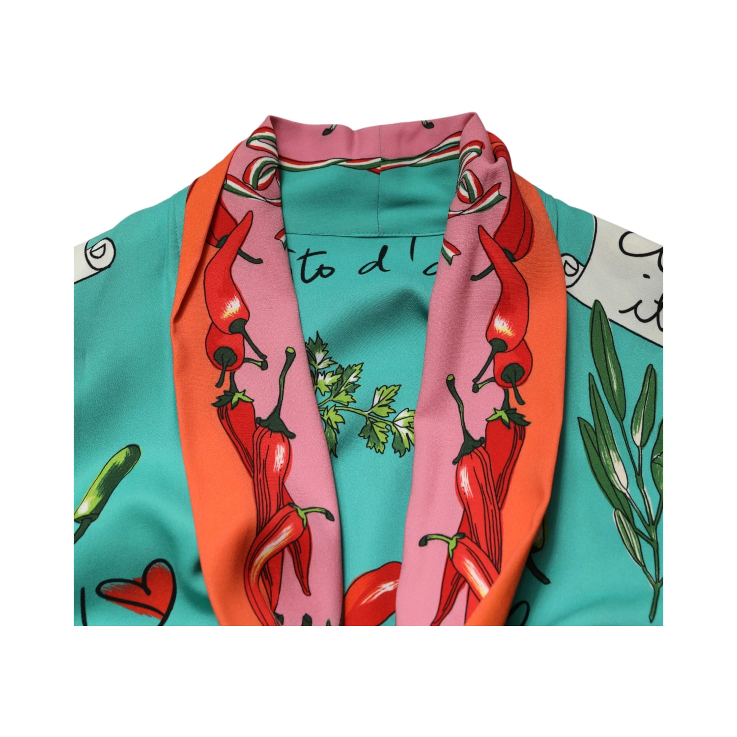 Green Printed Long Sleeve Wrap Coat Dress