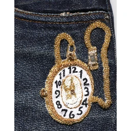 Dark Blue Watch GOLD Men Skinny Denim Jeans