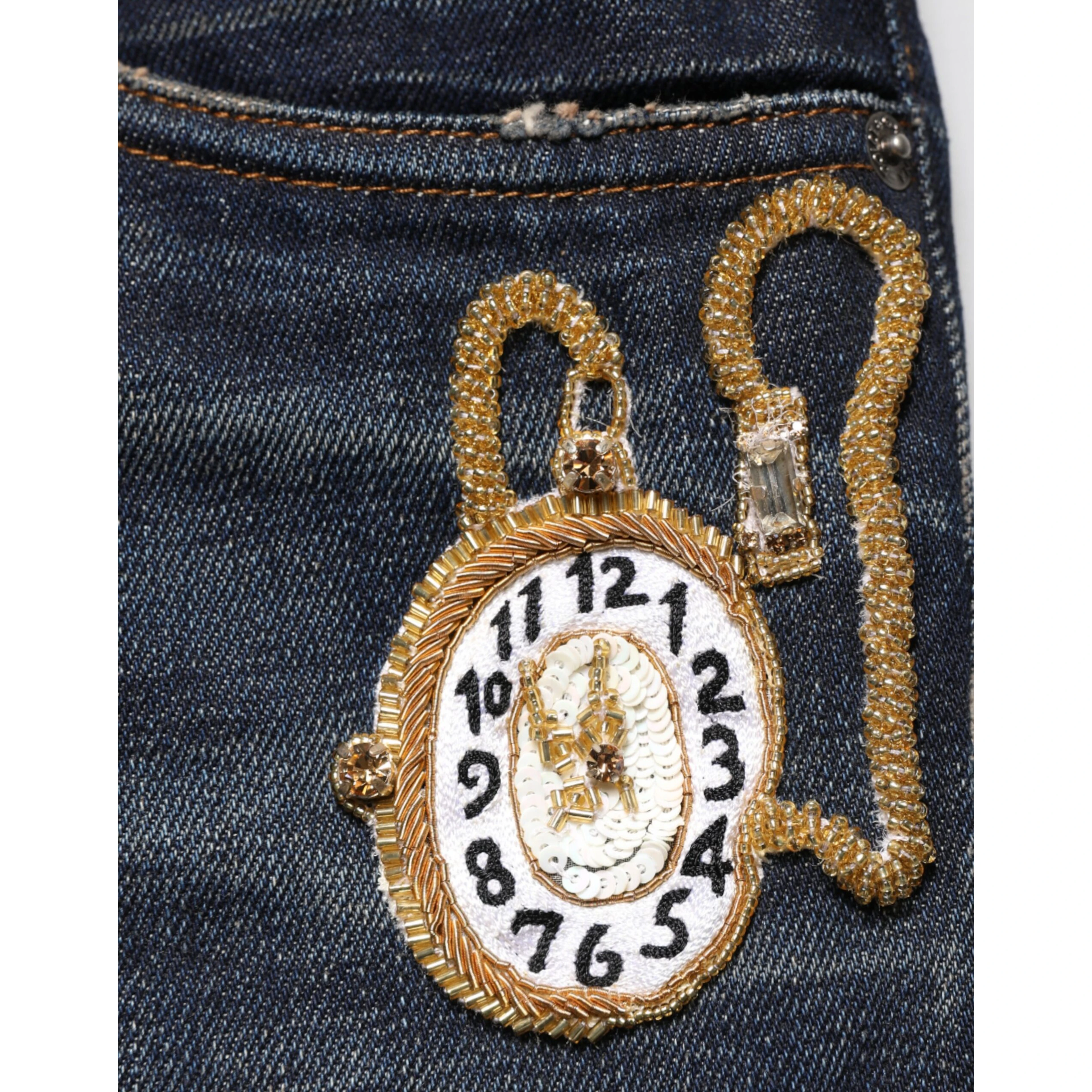 Dark Blue Watch GOLD Men Skinny Denim Jeans