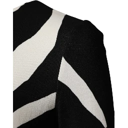 Black White Zebra Viscose Sheath Midi Dress