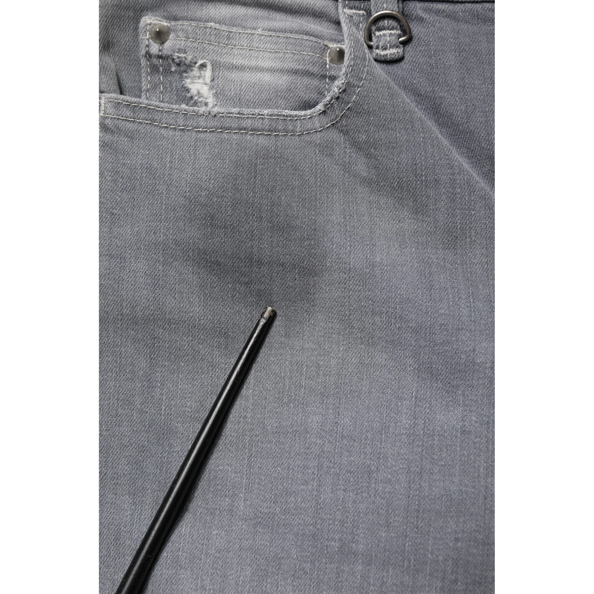 Gray Tattered Mid Waist Men Straight Denim Trouser Jeans