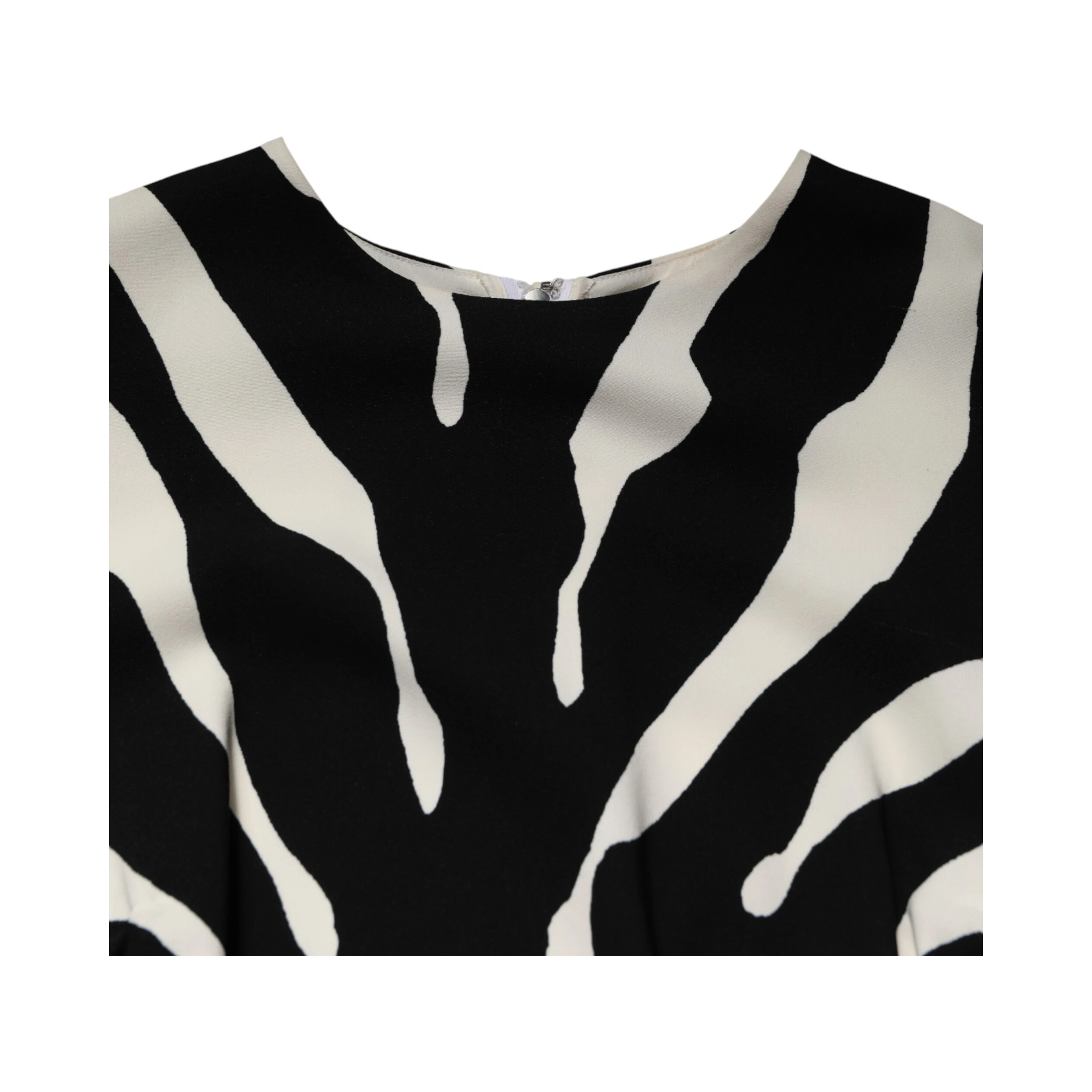 Black White Zebra Viscose Sheath Midi Dress