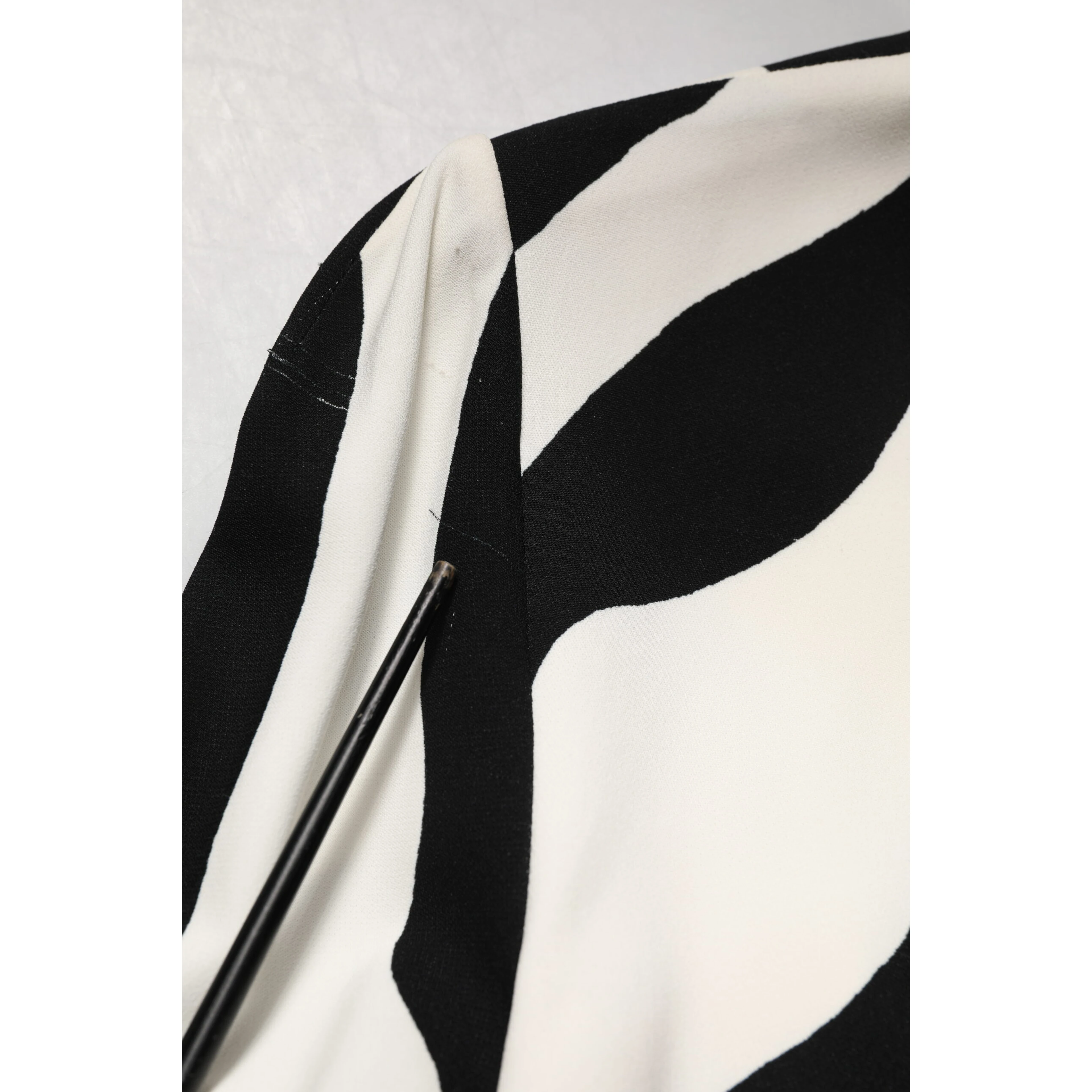Black White Zebra Viscose Sheath Midi Dress