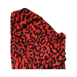 Red Leopard Print Nylon Sheath Midi Dress