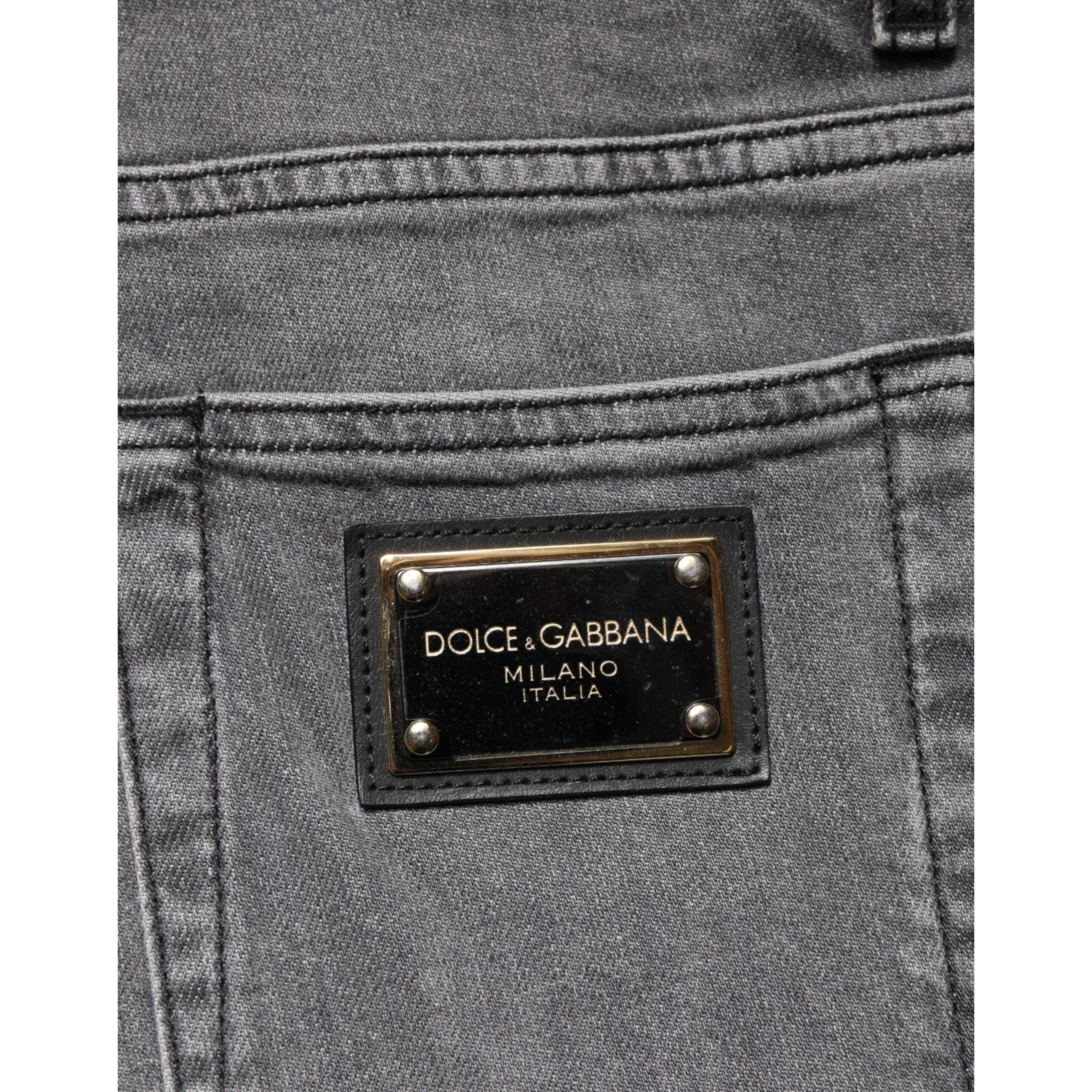 Gray Cotton Mid Waist Skinny Denim Jeans