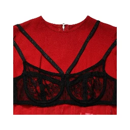 Black Red Contrasting Bra Cady Midi Dress