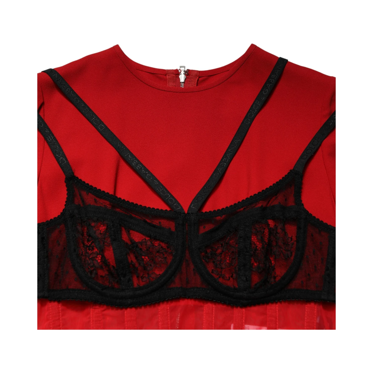Black Red Contrasting Bra Cady Midi Dress