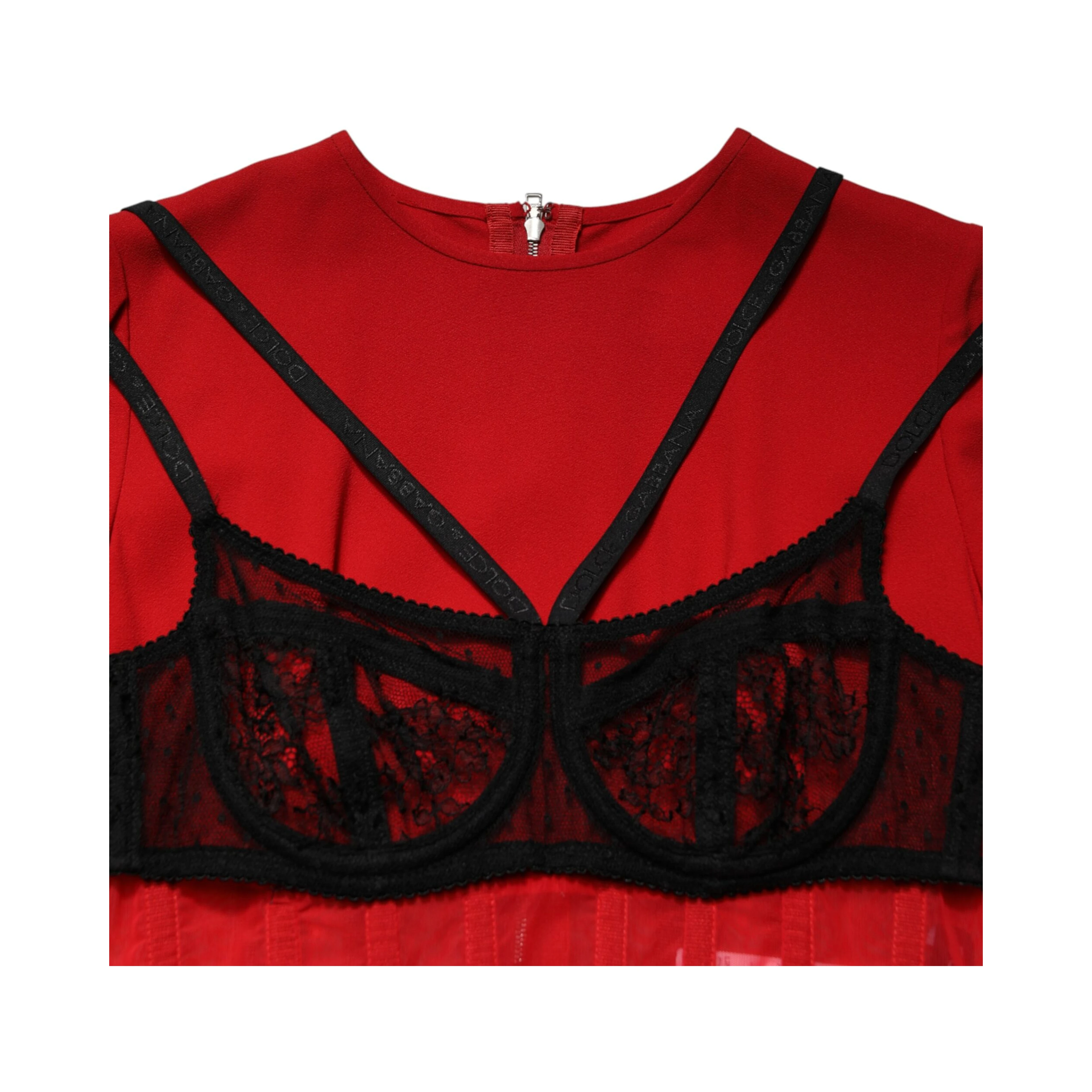 Black Red Contrasting Bra Cady Midi Dress