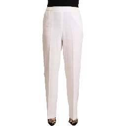Linen White High Waist Straight Formal Trouser Pants