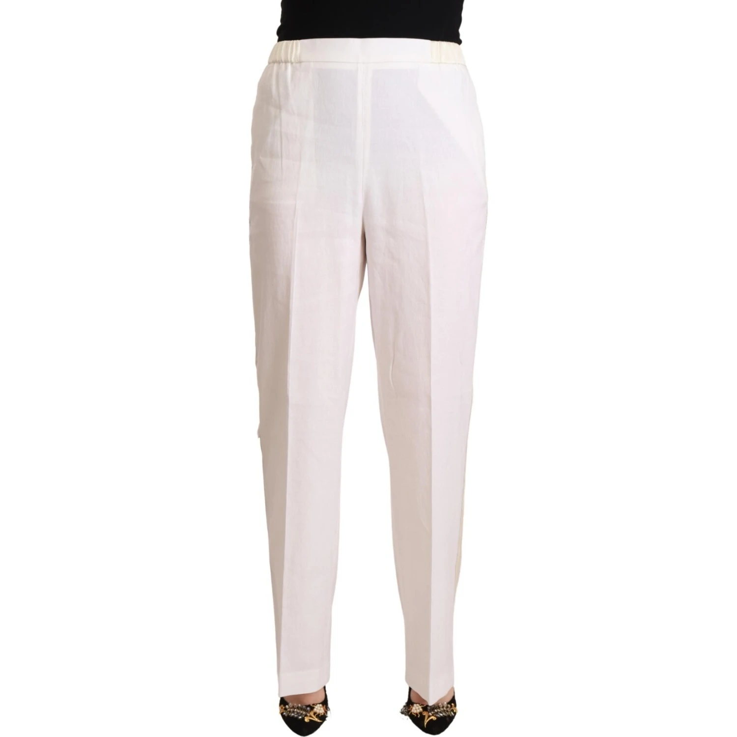 Linen White High Waist Straight Formal Trouser Pants