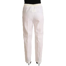 Linen White High Waist Straight Formal Trouser Pants