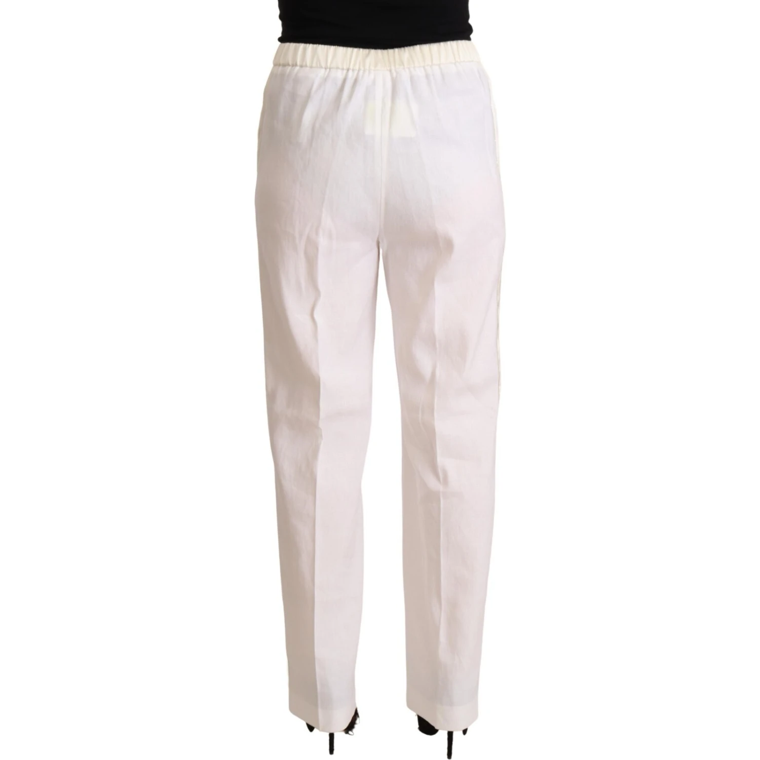 Linen White High Waist Straight Formal Trouser Pants