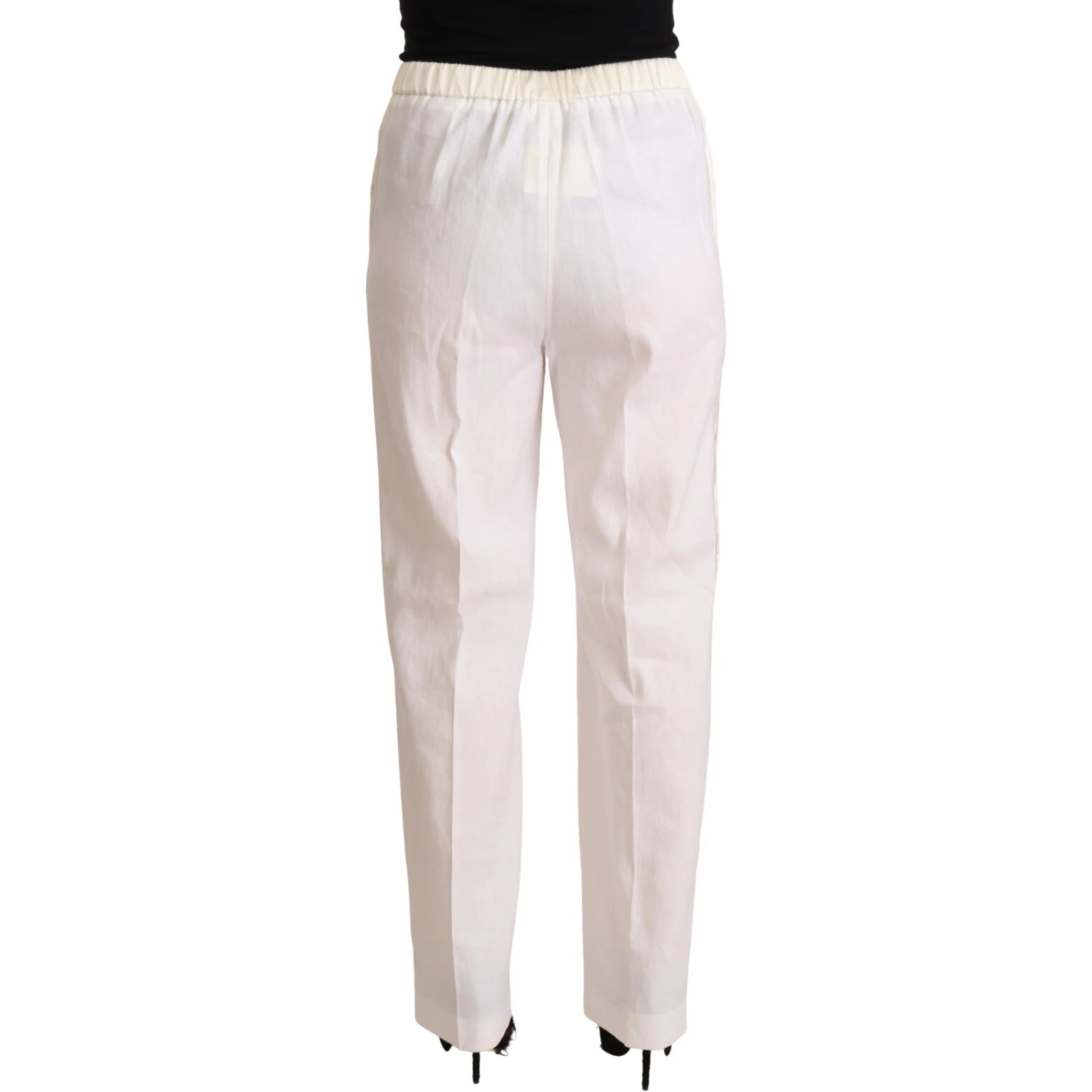 Linen White High Waist Straight Formal Trouser Pants