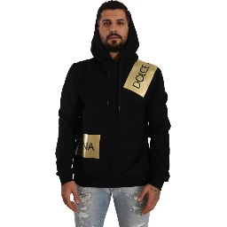Black Gold Hooded Cotton Mens Pullover Sweater