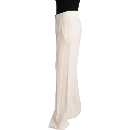 White High Waist Pleated Straight Formal Trouser Pants