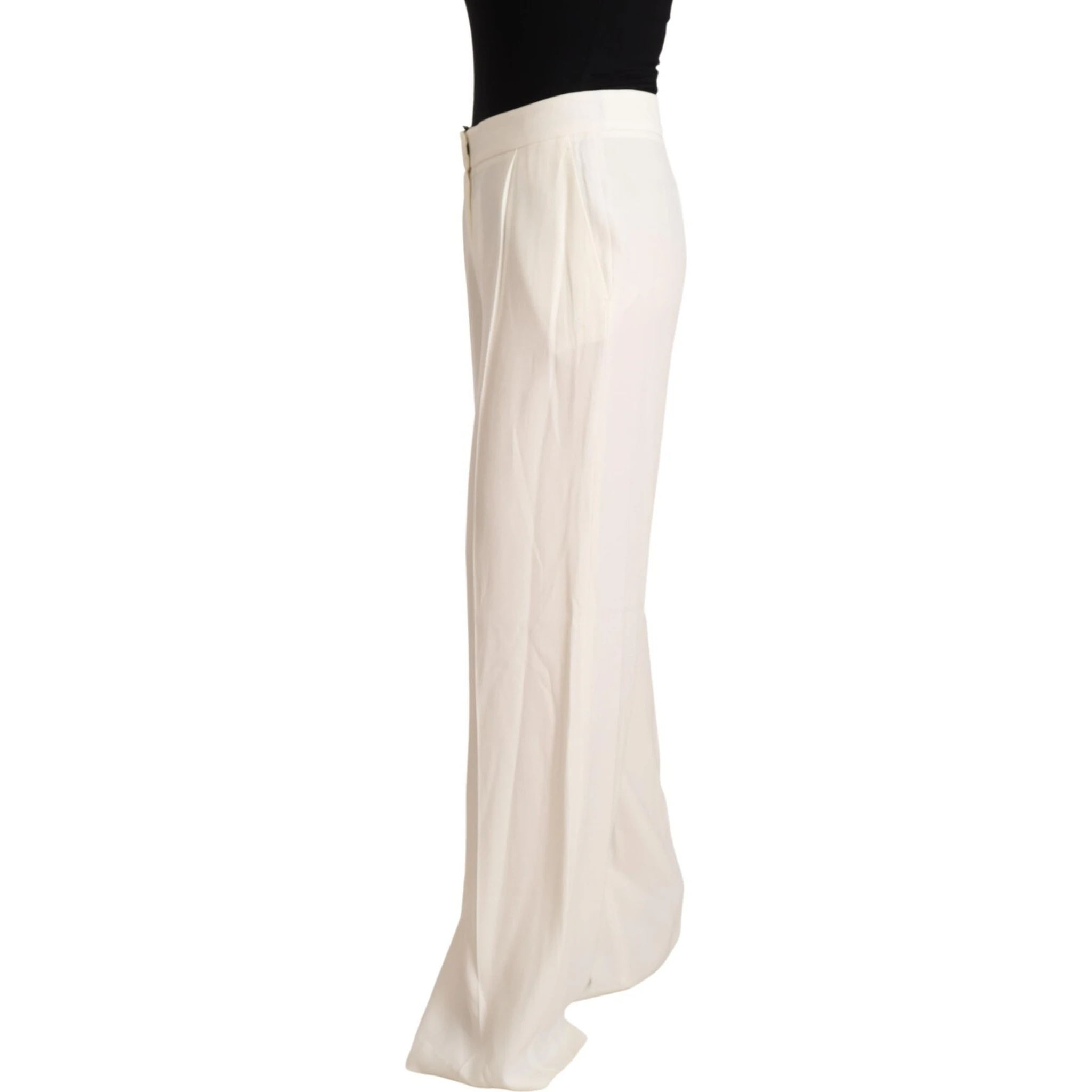White High Waist Pleated Straight Formal Trouser Pants