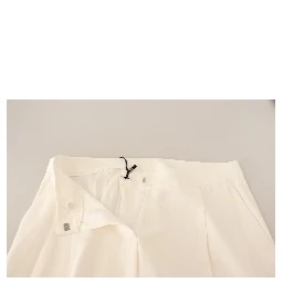 White High Waist Pleated Straight Formal Trouser Pants