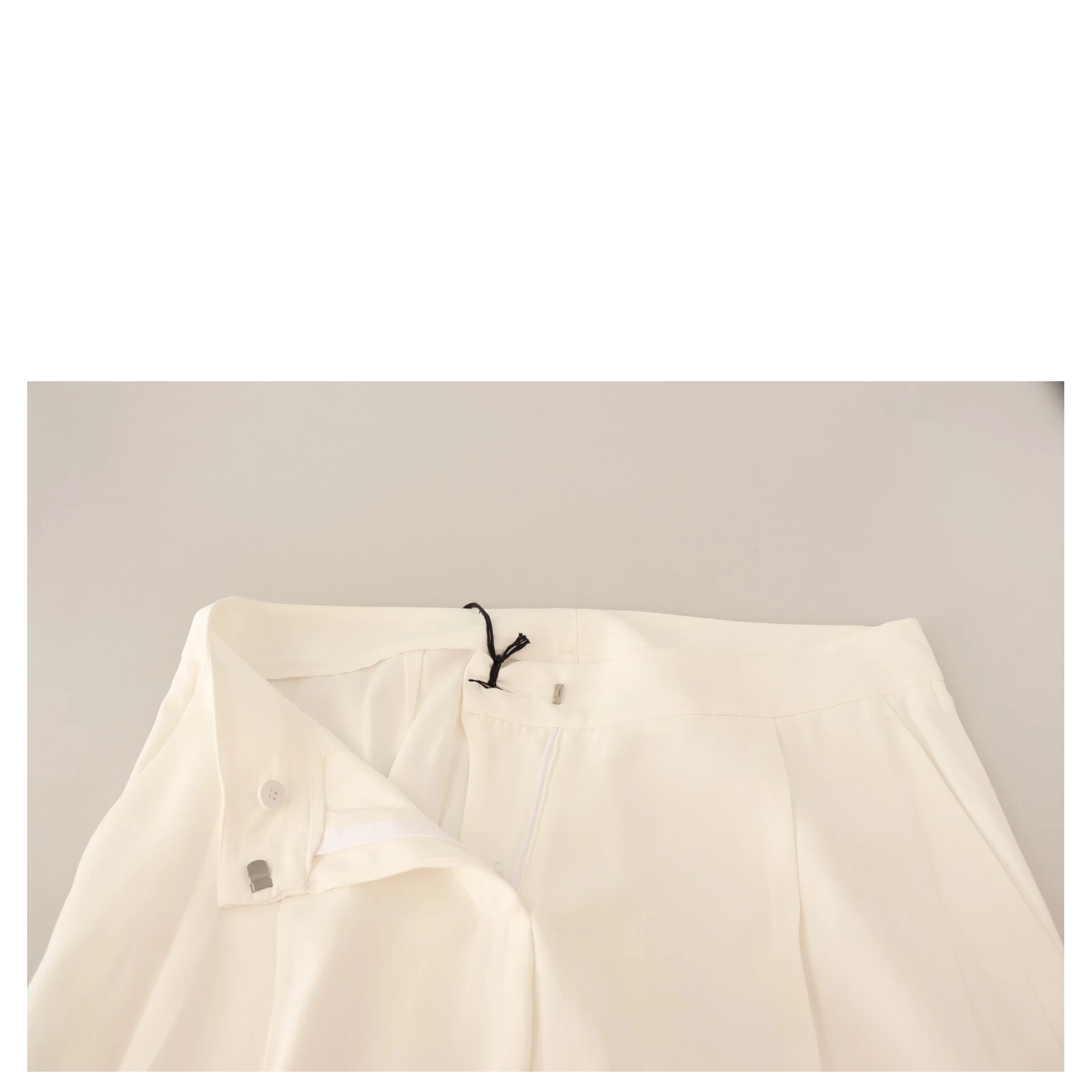 White High Waist Pleated Straight Formal Trouser Pants
