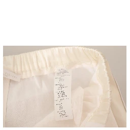 Linen White High Waist Straight Formal Trouser Pants