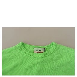 Mint Green Printed Long Sleeves Cropped Top Sweater