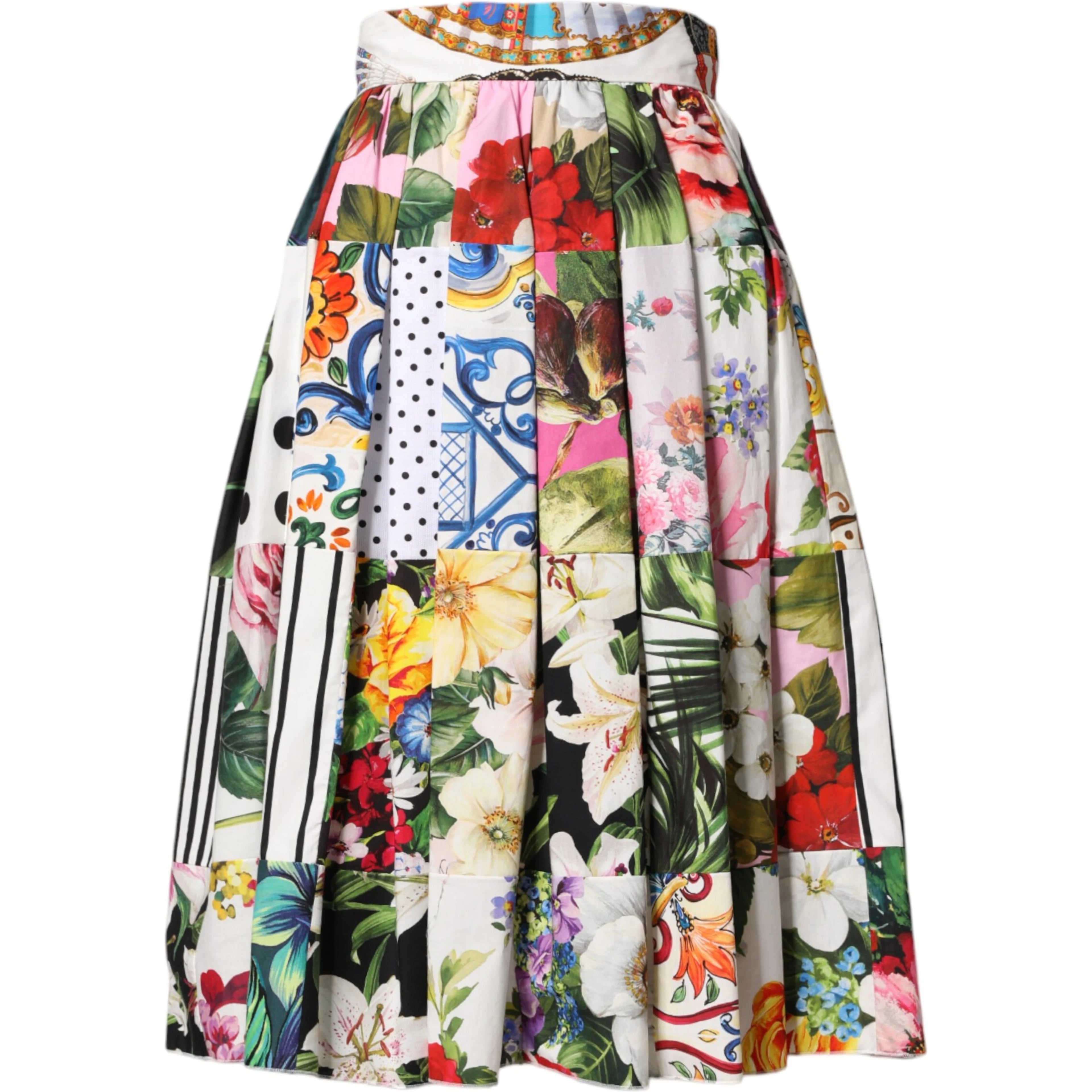 Multicolor Patchwork High Waist Midi Skirt