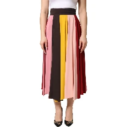 Multicolor Viscose High Waist Midi Skirt