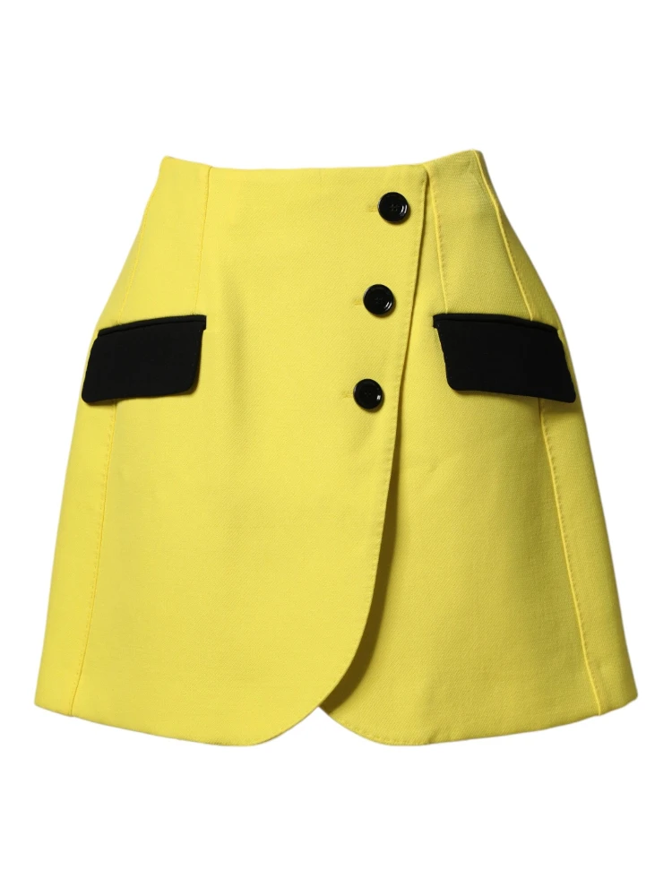 Yellow Wool Buttoned High Waist Mini Skirt alternative