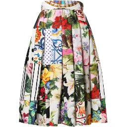 Multicolor Patchwork High Waist Midi Skirt