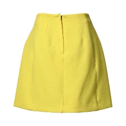 Yellow Wool Buttoned High Waist Mini Skirt