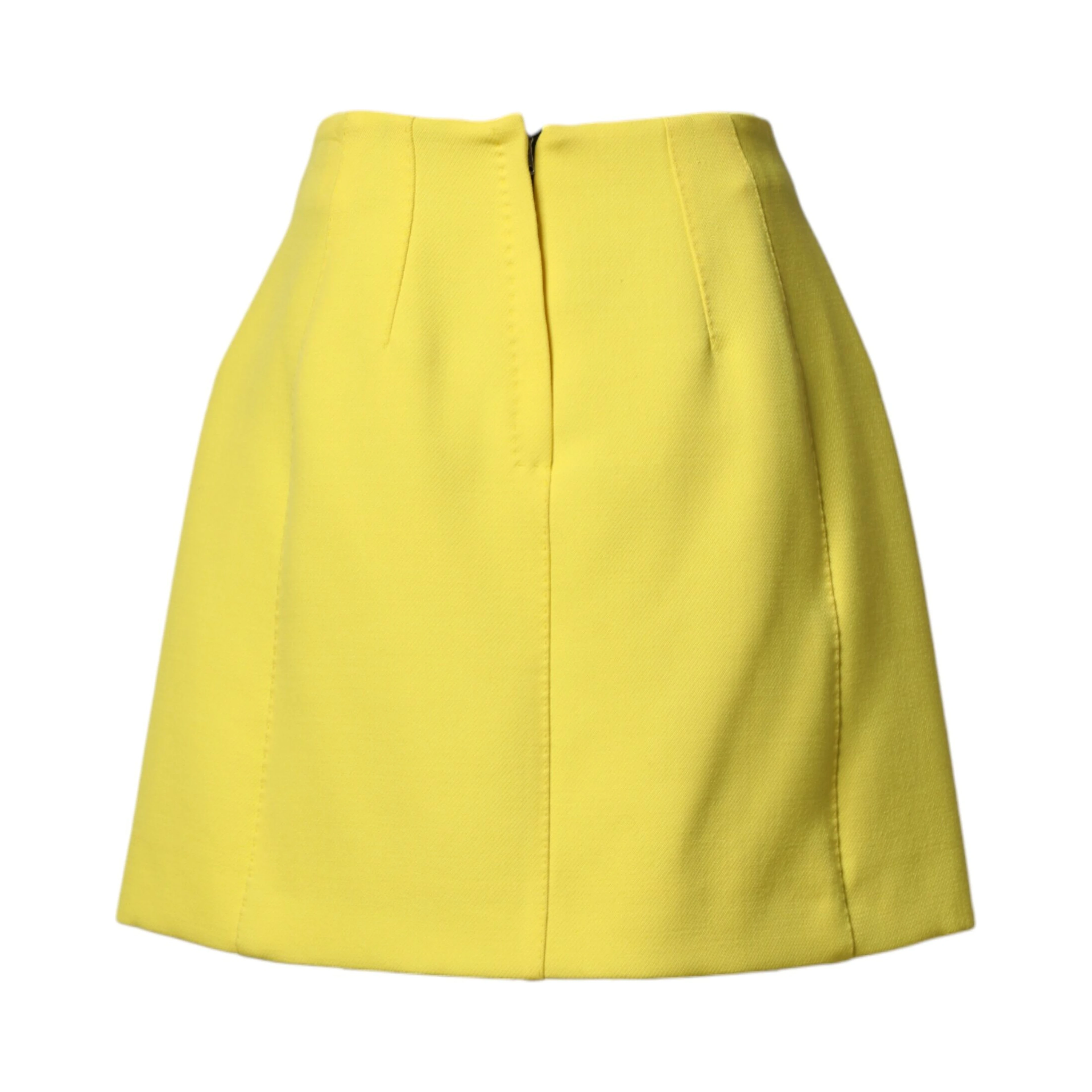 Yellow Wool Buttoned High Waist Mini Skirt
