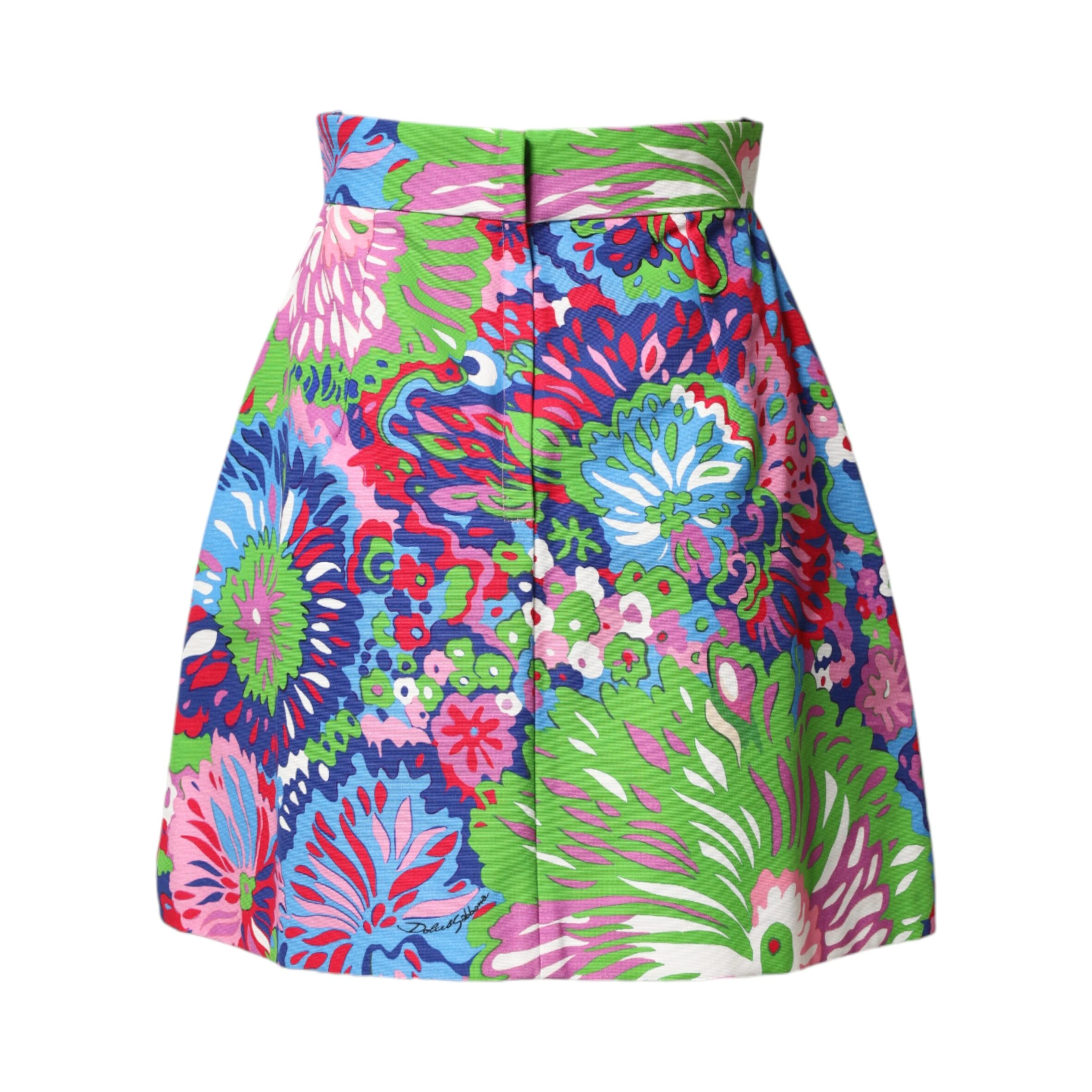 Multicolor Floral Buttoned High Waist Mini Shorts