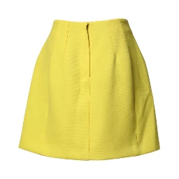 Yellow Wool Buttoned High Waist Mini Skirt