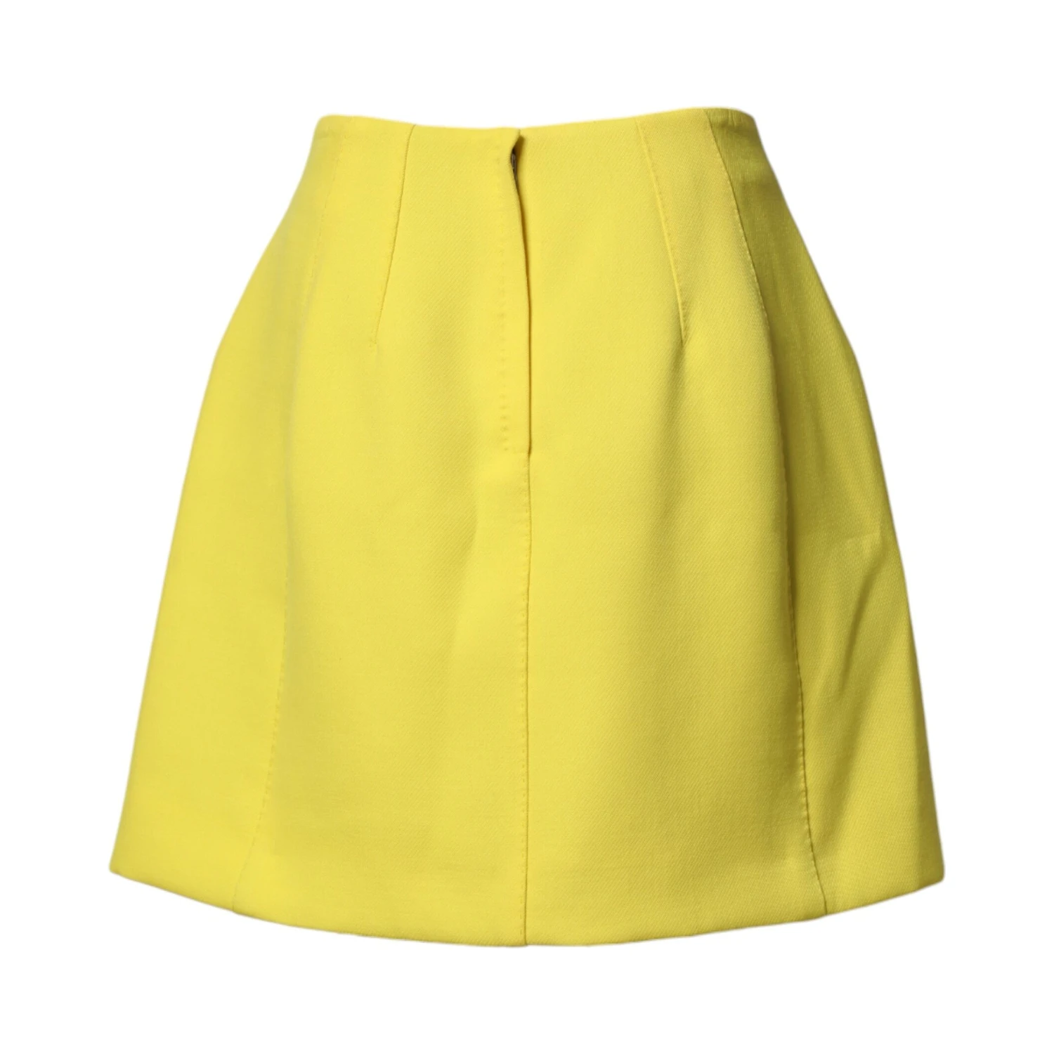 Yellow Wool Buttoned High Waist Mini Skirt