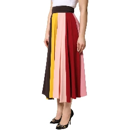 Multicolor Viscose High Waist Midi Skirt