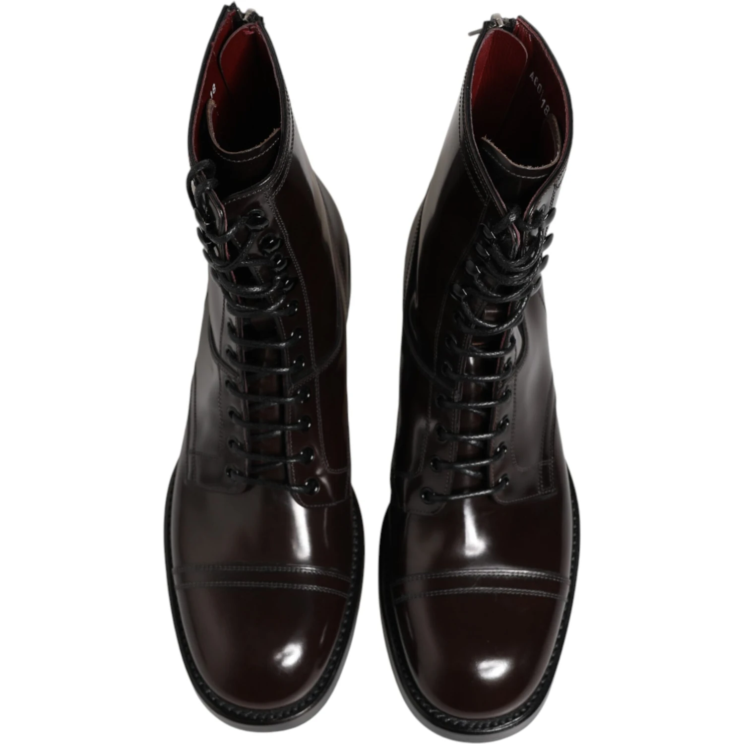 Black Leather Lace Up Mid Calf Boots Shoes