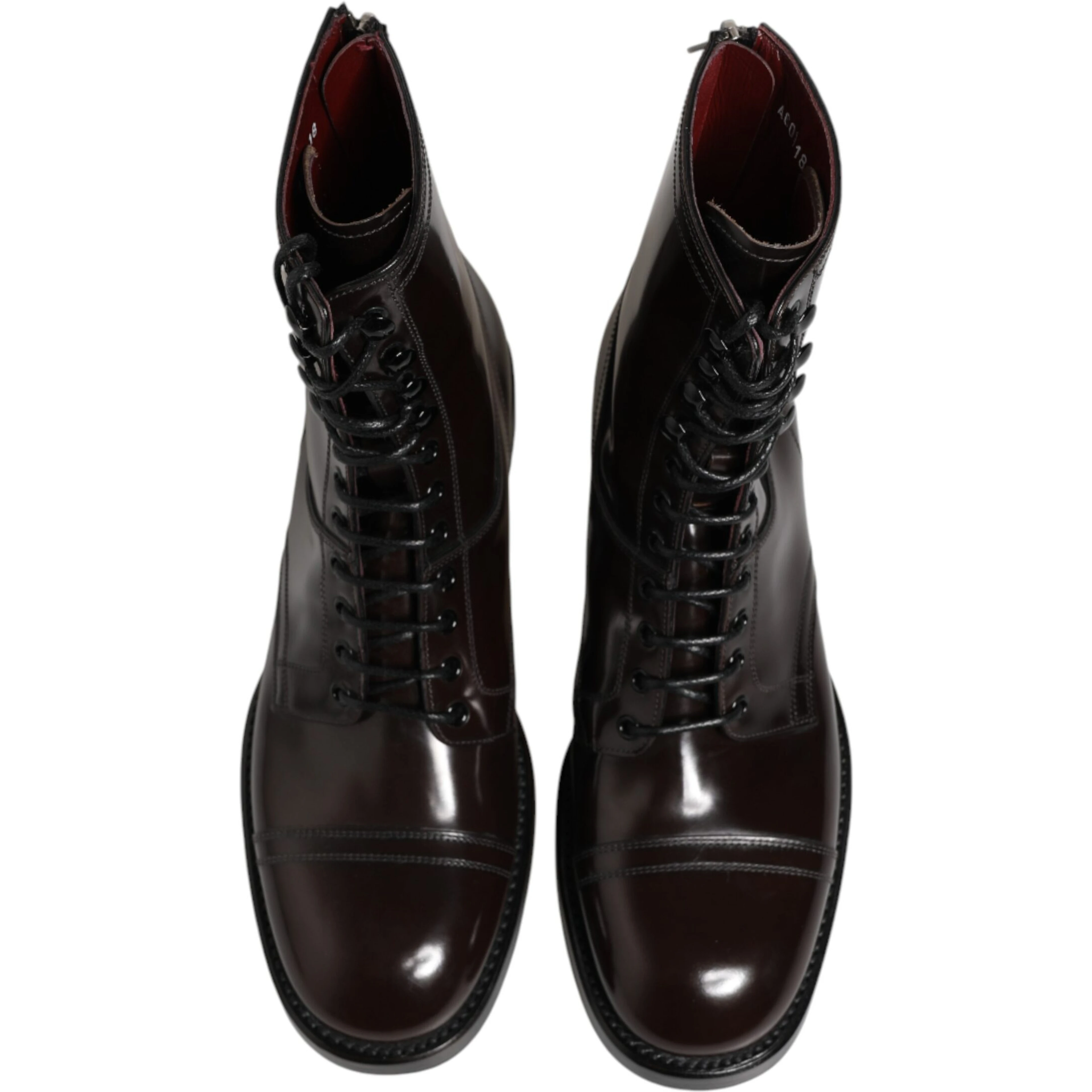 Black Leather Lace Up Mid Calf Boots Shoes