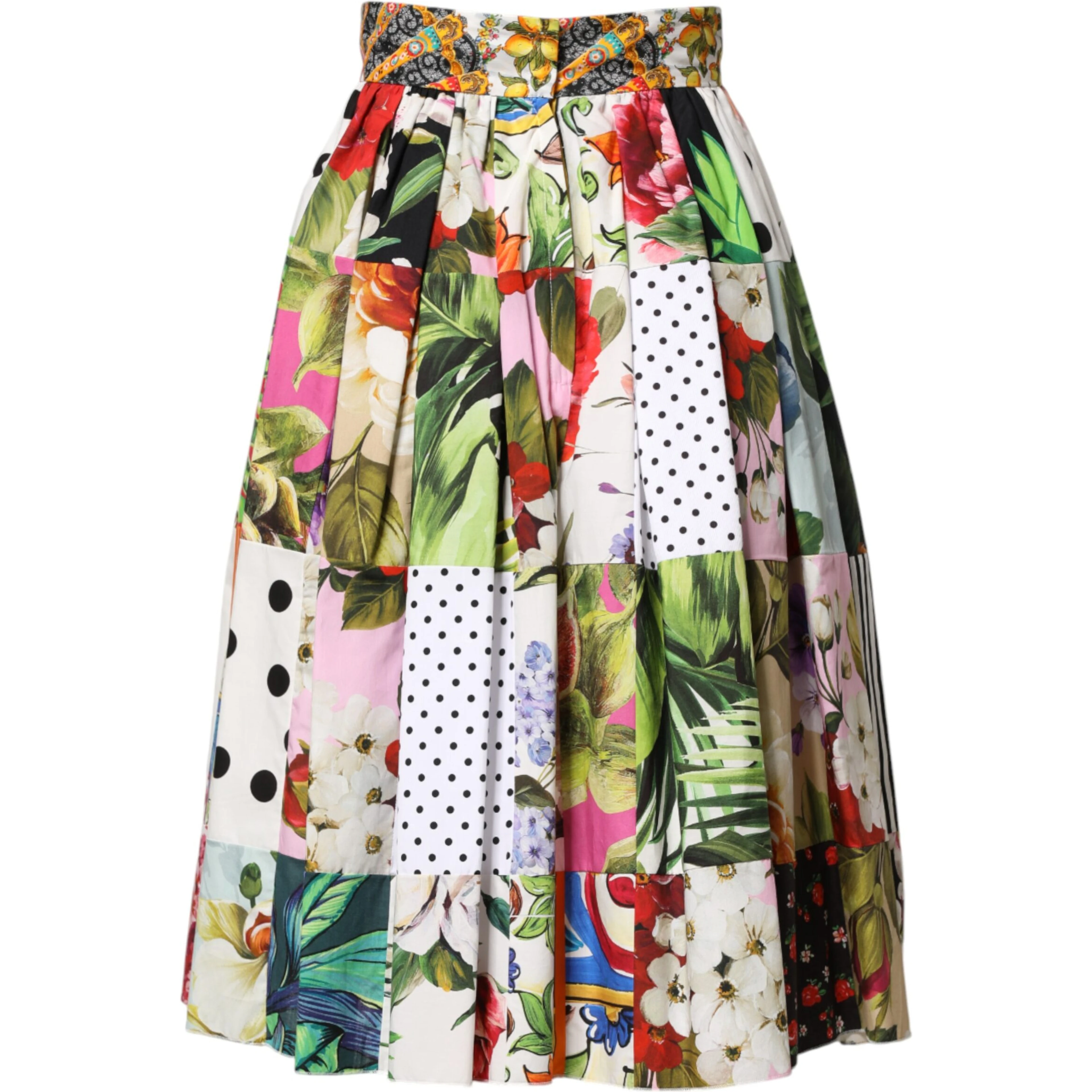 Multicolor Patchwork High Waist Midi Skirt