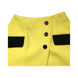 Yellow Wool Buttoned High Waist Mini Skirt
