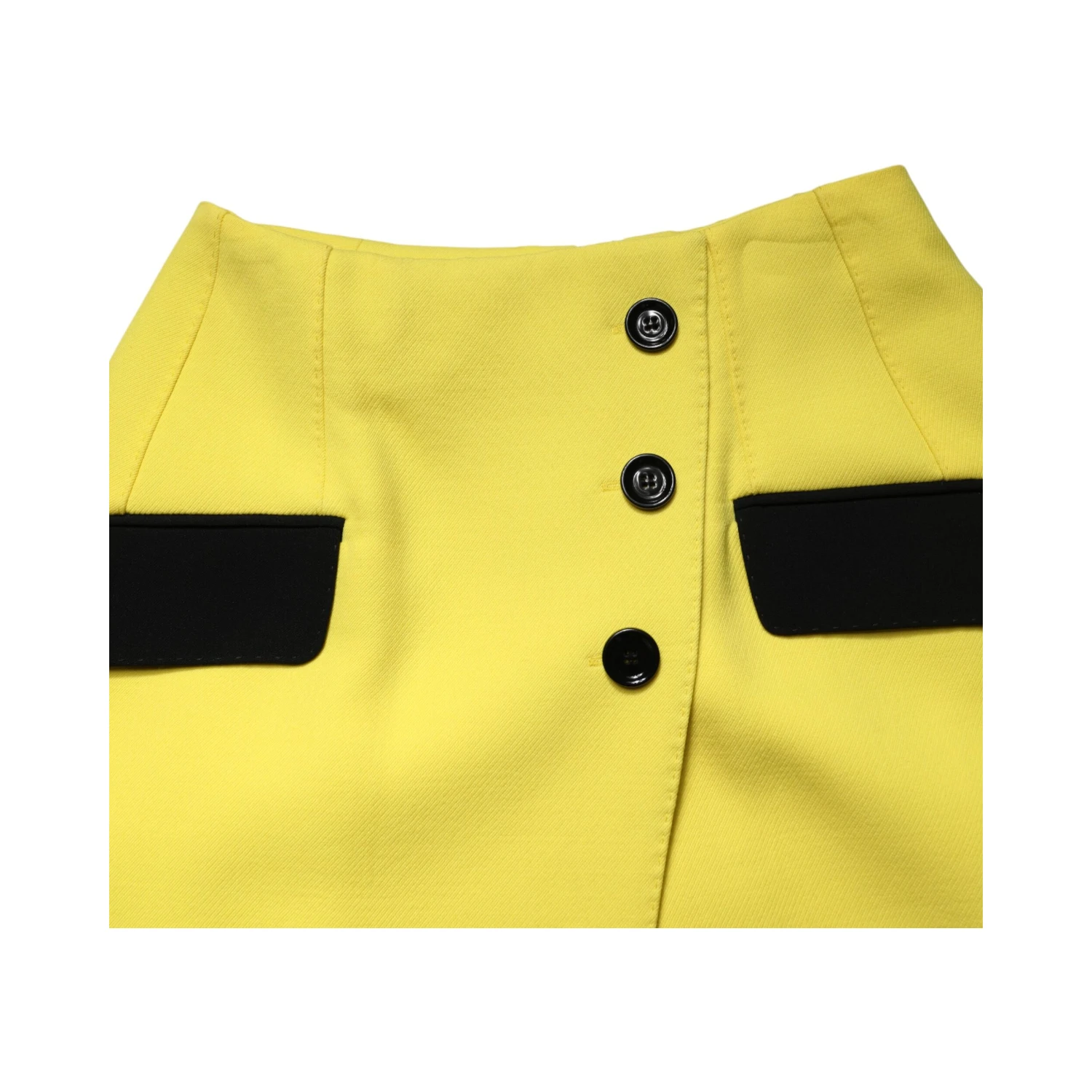 Yellow Wool Buttoned High Waist Mini Skirt