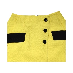 Yellow Wool Buttoned High Waist Mini Skirt