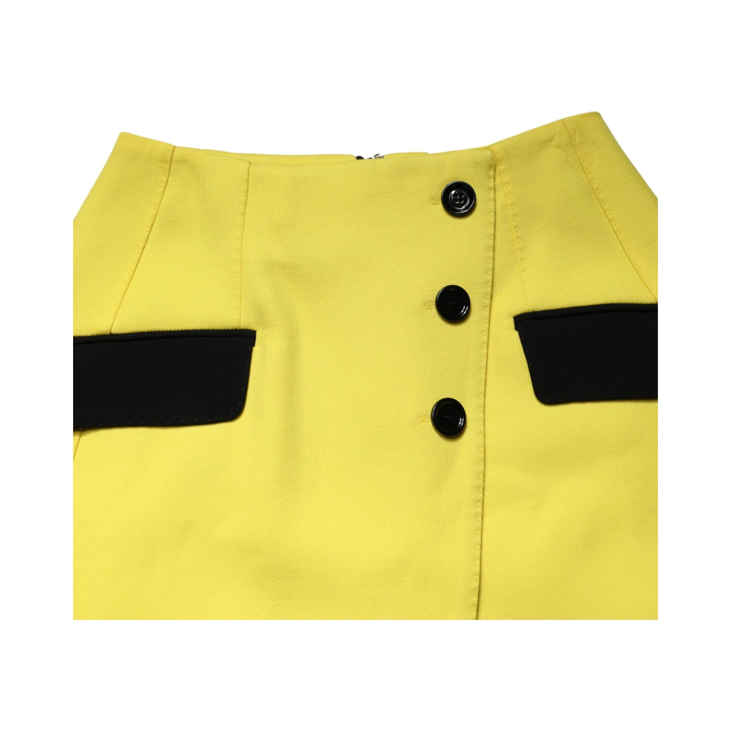 Yellow Wool Buttoned High Waist Mini Skirt