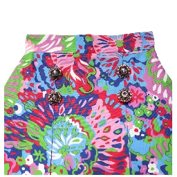 Multicolor Floral Buttoned High Waist Mini Shorts