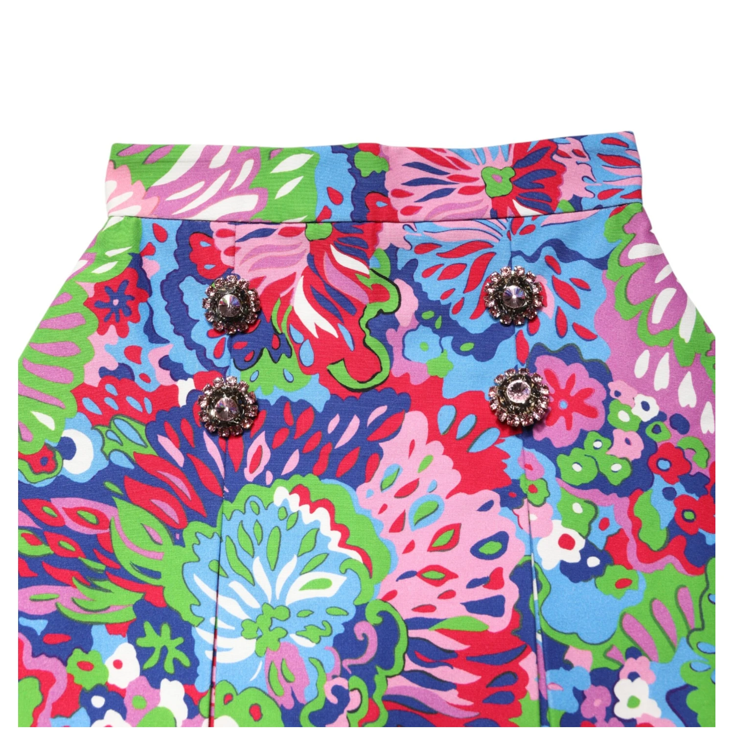 Multicolor Floral Buttoned High Waist Mini Shorts