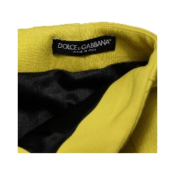 Yellow Wool Buttoned High Waist Mini Skirt