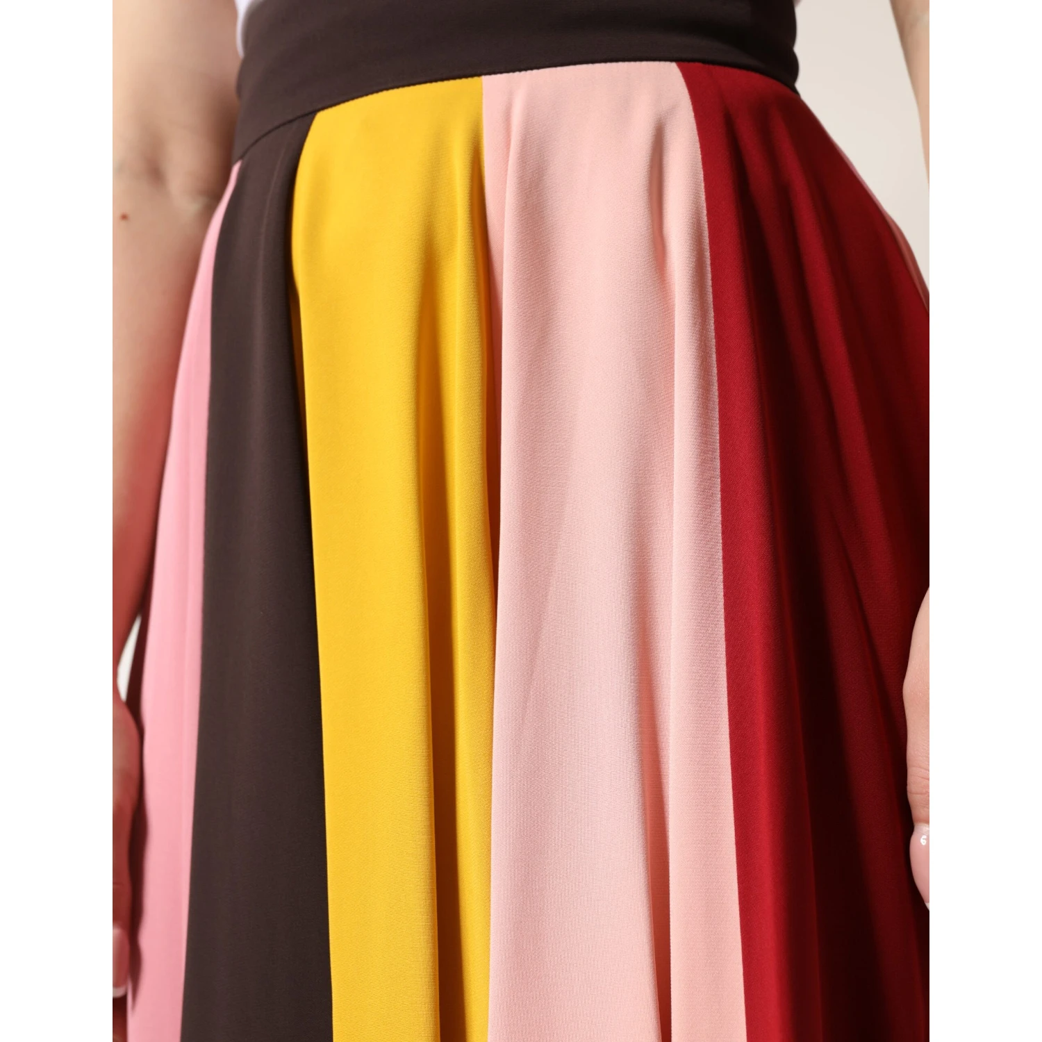 Multicolor Viscose High Waist Midi Skirt